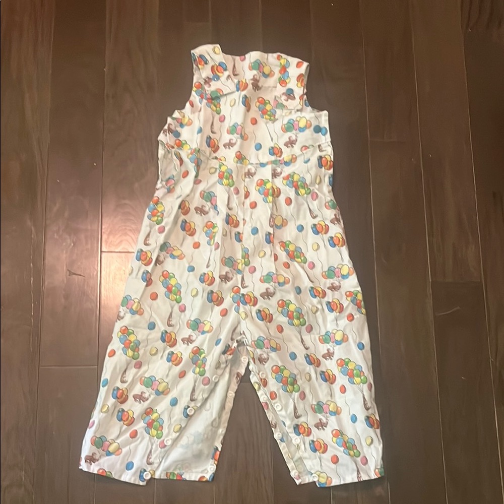 Colorful Birthday Curious George Kids Jumpsuit - Handmade 24 months